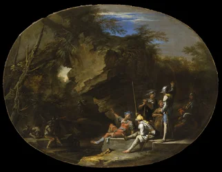 Landschaft mit bewaffneten Männern