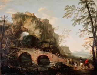 Die Brücke bricht, etwa 1640. Maße: 106 x 127 cm. Florenz, Palazzo Pitti, Galleria Palatina