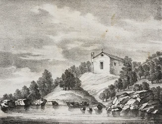 Heiligtum von Peschici, Apulien, Italien, Lithographie von Salvatore Puglia aus Poliorama Pittoresco, Nr. 51, 27. Juli