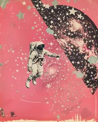 Astronaut Pinke Galaxie