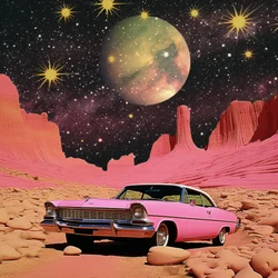 Kosmische rosa Wüstenfahrt