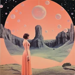 Elegante Frau am Alien-Himmel