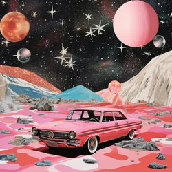 Rosa Auto Weltraumfantasie
