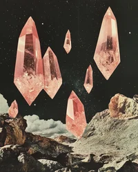 Rosa Kristalle Weltraumlandschaft