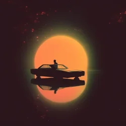 Retro Sonne Fahrer Silhouette