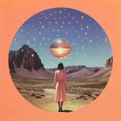 Frau in surrealer Wüste