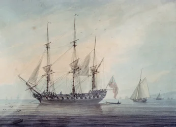 Meereslandschaft mit einer Fregatte