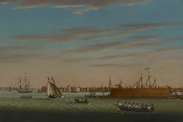 Blick auf Charleston vom Hafen
