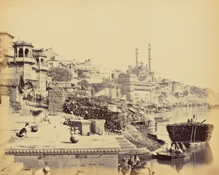 Benares; Die Große Moschee von Arungzebe und angrenzende Ghats