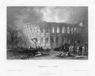 Amphitheater in Nîmes, Frankreich, 19. Jahrhundert