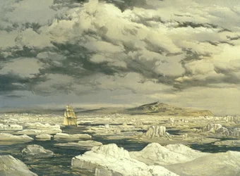 Erste Entdeckung von Land durch die HMS Investigator, 6. September 1850, gestochen von E. Walker, 1854