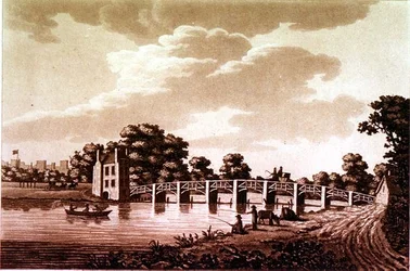 Südostansicht der Datchet-Brücke, Illustration aus 