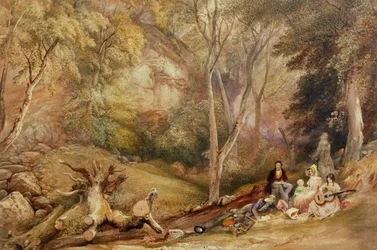Eine Skizziergruppe in Leigh Woods, ca. 1830