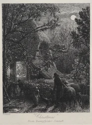Weihnachten, das letzte Schaf falten, 1850