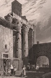 Säulen des Tempels des Mars Ultor, Rom, Latium, Italien, Stahlstich von Samuel Prout