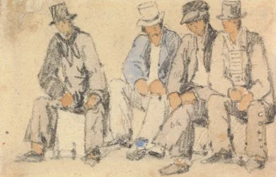 Gruppe von vier sitzenden Männern
