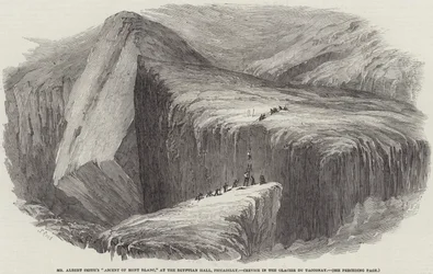 Mr. Albert Smiths Besteigung des Mont Blanc, in der Egyptian Hall, Piccadilly, Spalte im Gletscher du Tacconay