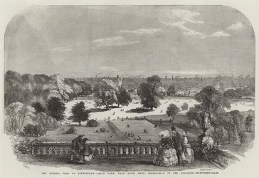 Der Besuch der Königin in Birmingham, Aston Park, von Aston Hall, Birmingham in der Ferne