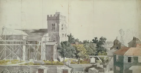 Twickenham Kirche unter Gerüst, 18. Jahrhundert