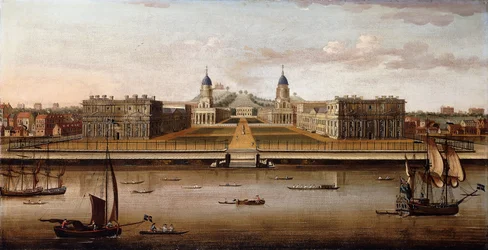 Ansicht des Royal Hospital, Greenwich, von der Themse