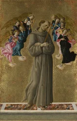 Der heilige Franz von Assisi mit Engeln, ca. 1475