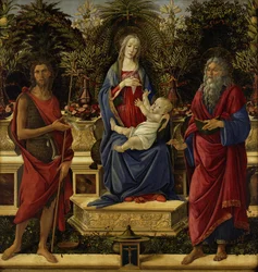 Thronende Maria mit dem Kind und den beiden Johannes