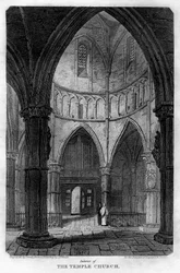 Innenraum der Temple Church, London, 1816