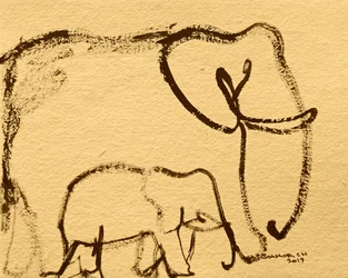 Elefantenmutter und Kalb