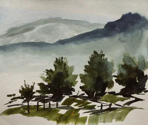 Gelassene grüne Berglandschaft
