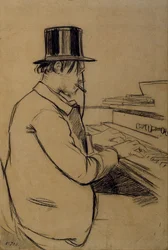 Porträt von Erik Satie, 1866-1925, am Harmonium