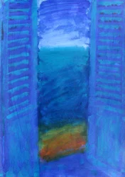 Blaue Fensterläden