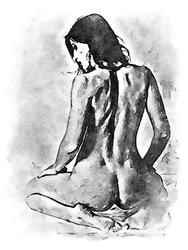 Schöne Frau auf Knien