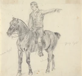 Figur zu Pferd nach links gewandt