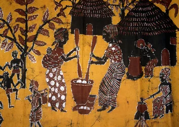 Stoff, hergestellt mit Batik-Technik, Togo Handwerkskunst