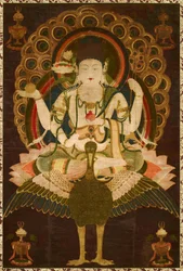 Buddhismus: "Mahamayuri" - Schriftrolle aus dem 12. Jahrhundert, Malerei auf Seide