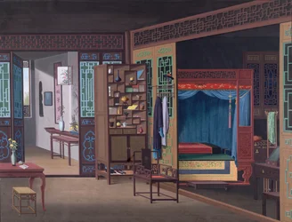 Zeichnung des Innenraums des Hauses eines chinesischen Beamten