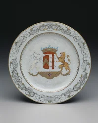 Teller mit Wappen, ca. 1740