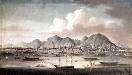 Der Hafen von Hongkong, Mitte des 19. Jahrhunderts, anonyme chinesische Malerei