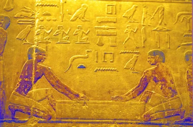 Altes Ägypten, Wandrelief/Malerei, Mastaba/Grab des Ti, Saqqara, 5. Dynastie, Arbeiter polieren Holz