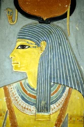 Altes Ägypten, Wandmalerei/Gravur, Göttin Isis, Göttin der Fruchtbarkeit, Grab von Horemheb, Theben, Grab der Adligen