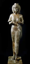 Ägyptische Antike: Bronzestatue der Königin Karomama, Gemahlin des Pharaos Takelot II. 21. Dynastie. Paris, Louvre