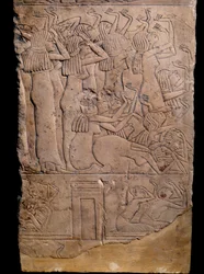 Ägyptische Antike: memphitisches Grab von Horemheb in Saqqarah (Sakkarah oder Saqqara), Relief: Weinen bei der Beerdigung von Horemheb. 18. Dynastie (ca. 1550-1295 v. Chr.)