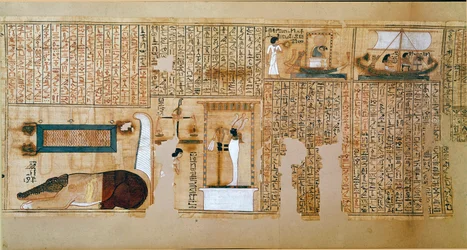 Ägyptische Antike: Fragment des Totenbuchs, Papyrus von Nebqed. Detail, das das Wiegen der Seelen darstellt. 18. Dynastie. 1400-1350 v. Chr. Paris, Louvre Museum