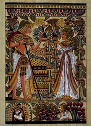 Ägyptische Altertümer: Opfergabe an den Pharao. Papyrus, Neues Reich