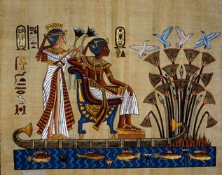 Ägyptische Altertümer: „Der Pharao und seine Frau im Papyrus“; Papyrus, Neues Reich
