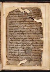 Eine Seite von Beowulf aus Folios, manchmal als 