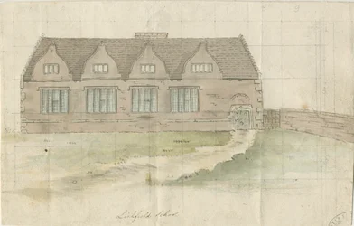 Lichfield - Grammar School: Aquarell, undatiert [?spätes 18. Jahrhundert]