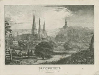 Lichfield - Nordwestansicht: Lithographie, undatiert [?19. Jh.] (Druck)