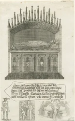 Lichfield Cathedral - Bischofsgrab [?Bischof Cornhill]: Radierung, nd [?spätes 18. Jh.] (Druck)