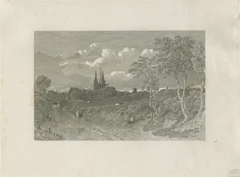 Lichfield Cathedral - Westansicht (fern): Gravur, nd [?18. Jh.] (Druck)